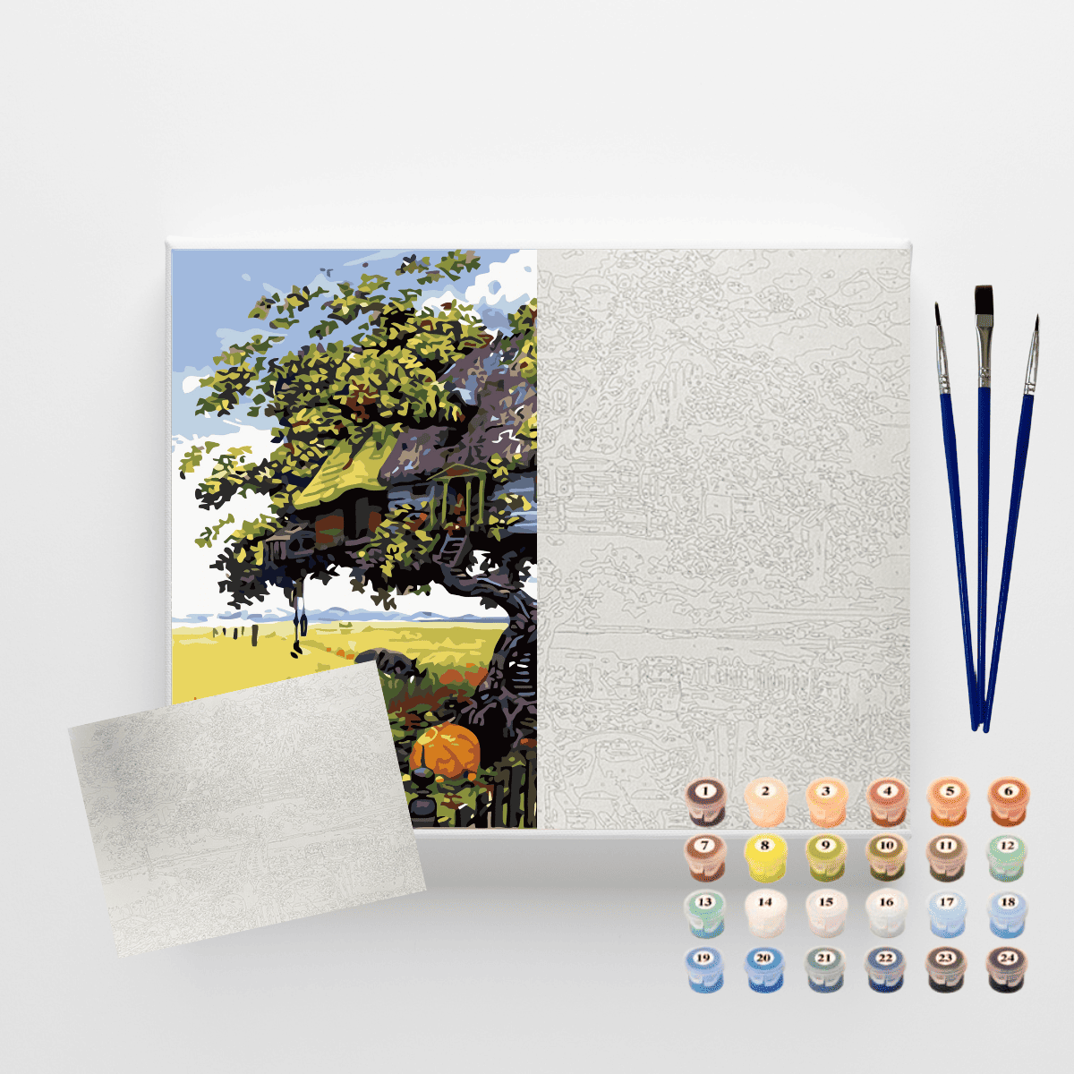 Conjunto Pintura Numerada Arte Terapia 40X50cm Casa na Árvore