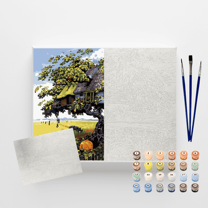 Conjunto Pintura Numerada Arte Terapia 40X50cm Casa na Árvore