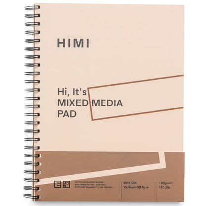 Bloco de Papel Mixed Media Himi 180g/m² 22,9x30,5cm 40 Folhas