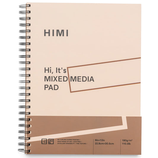 Bloco de Papel Mixed Media Himi 180g/m² 22,9x30,5cm 40 Folhas