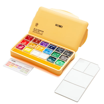 Tinta Guache Profissional Himi 18 Cores Estojo Amarelo
