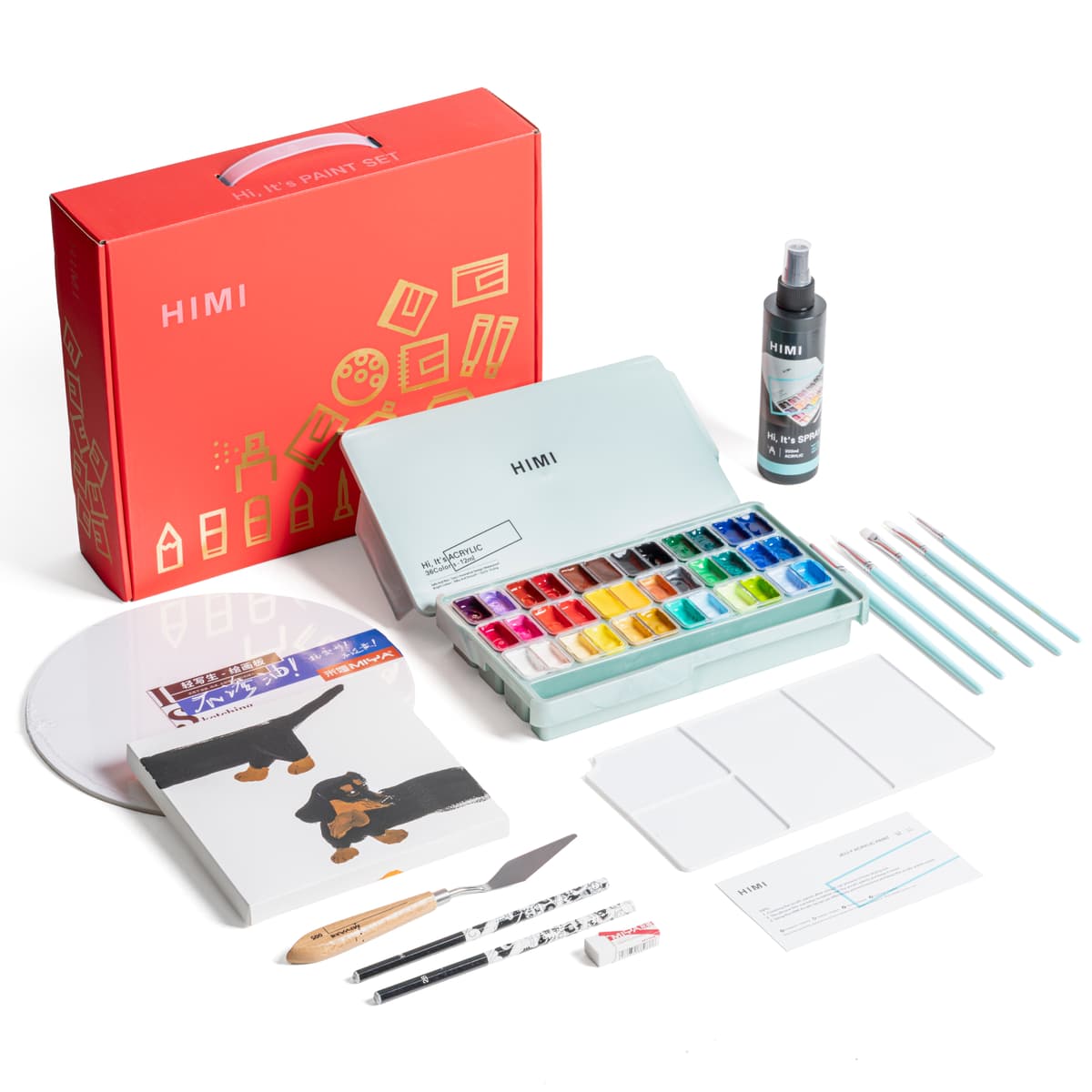 Conjunto Completo Pintura Acrílica Himi 36 Cores + 14 Acessórios
