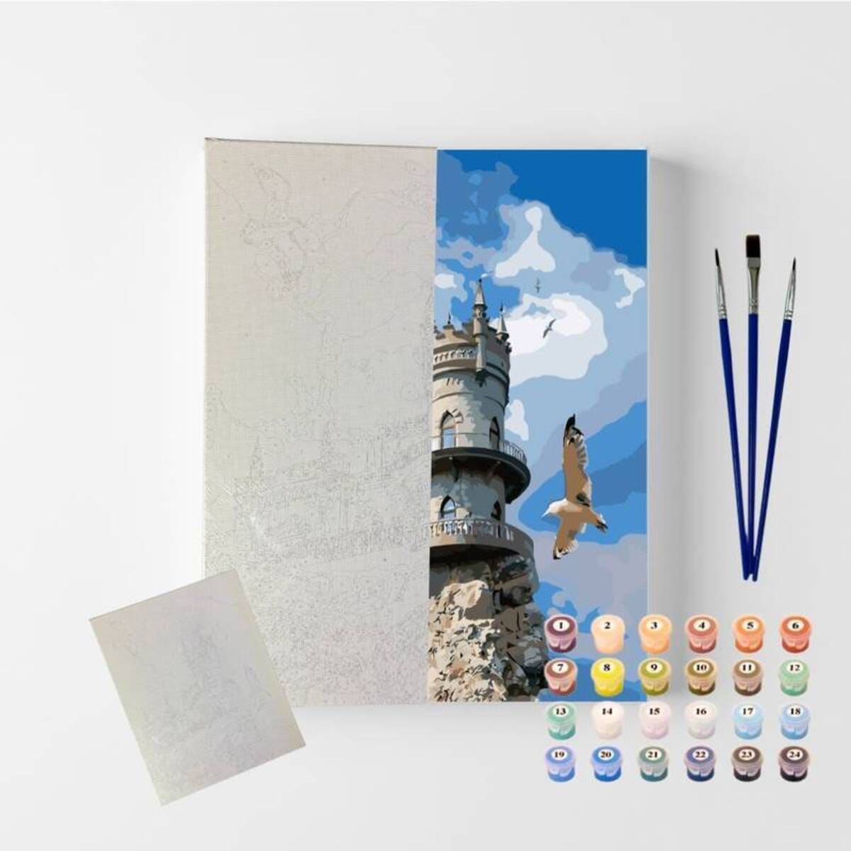 Conjunto Pintura Numerada Arte Terapia 40X50cm Torre Do Penhasco