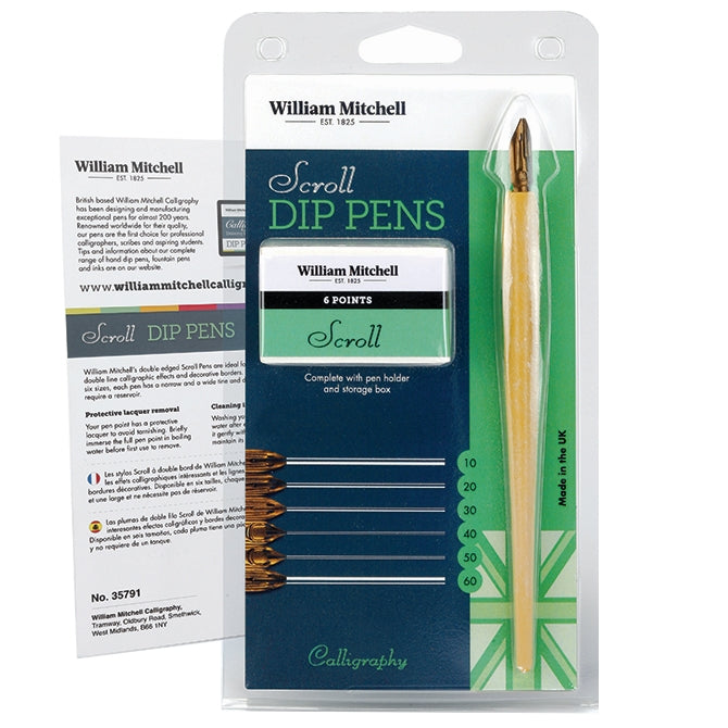 Kit Caligrafia Profissional Penas Scroll William Mitchell