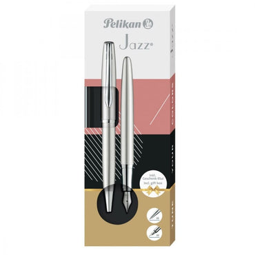 Estojo Caneta Pelikan Jazz Noble Elegance Silver Tinteiro e Esferográfica