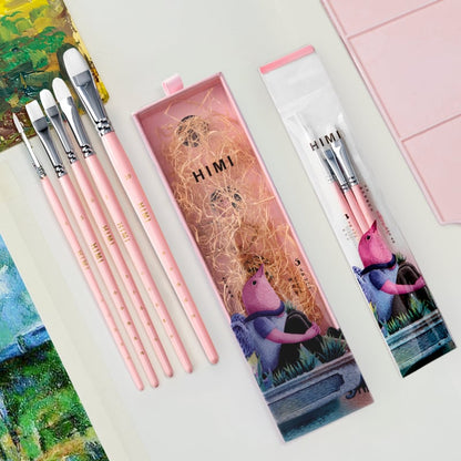 Kit De Pincéis Rosa Himi Para Guache 5 Unidades