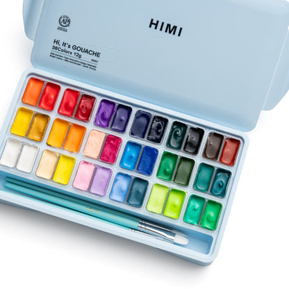 Tinta Guache Profissional Himi 36 Cores + 3 Pincéis