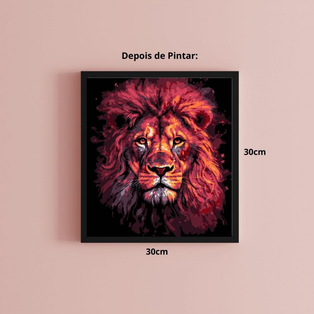 Conjunto Pintura Numerada Arte Terapia 30X30cm Leão