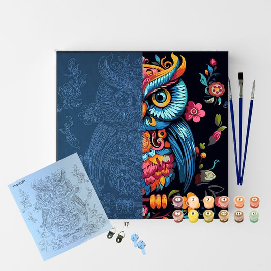 Conjunto Pintura Numerada Arte Terapia 30X30cm Coruja