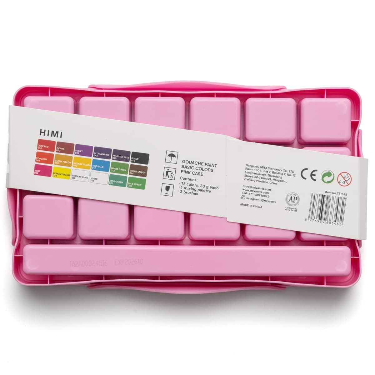 Tinta Guache Profissional Himi 18 Cores + 3 Pincéis