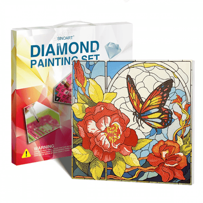 Conjunto Pintura Diamante Sinoart 30X30cm  Borboleta no Jardim