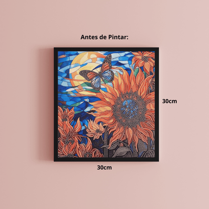 Conjunto Pintura Diamante Sinoart 30X30cm  Girassol e Borboleta