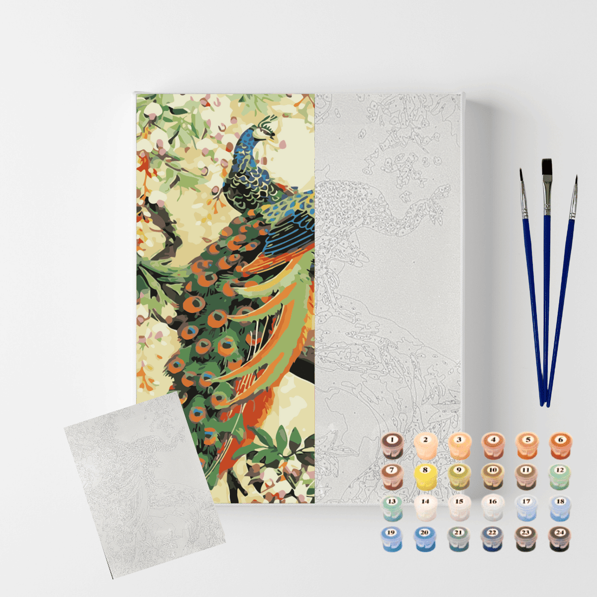 Conjunto Pintura Numerada Arte Terapia 40X50cm Pavão Misterioso