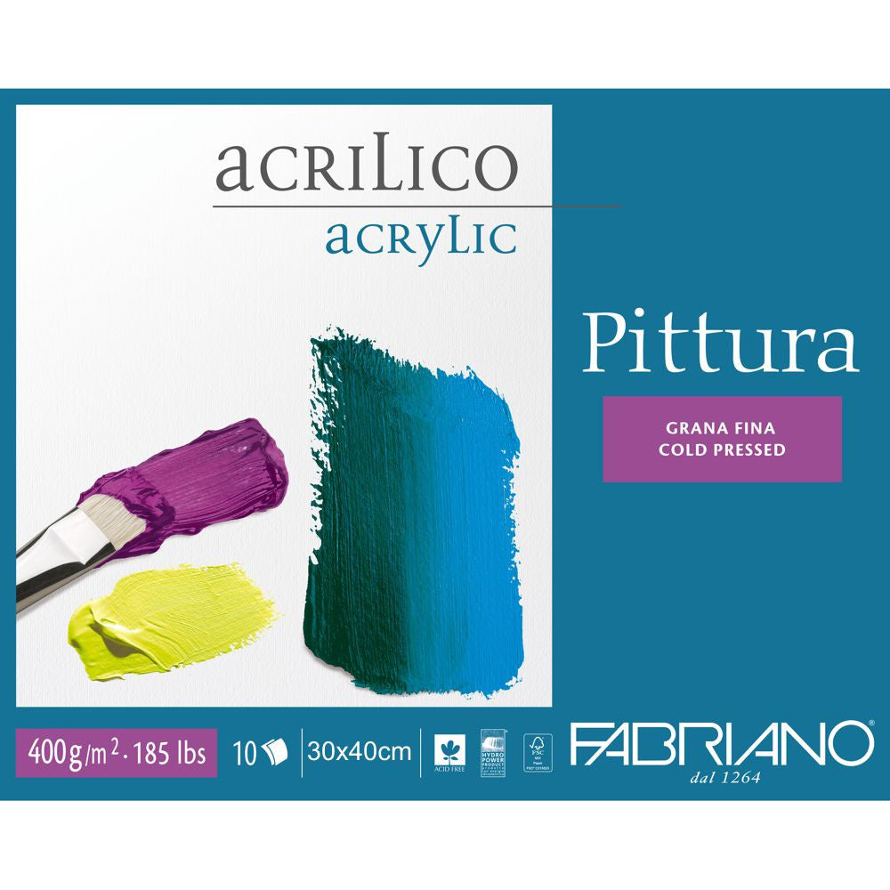 Bloco de Papel Para Acrílica Pittura Fabriano 400g/m² 30x40cm