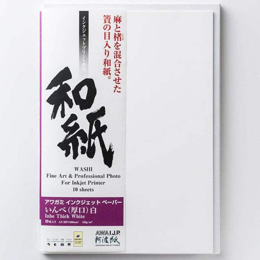 Papel Japonês Inbe Thick White Awagami 125g/m² A3+ 10 Folhas