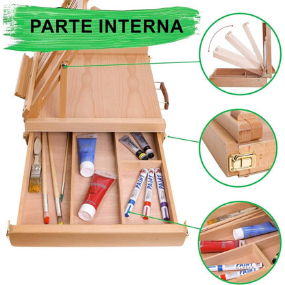 Maleta Cavalete de Pintura Portátil Luxo Sinoart