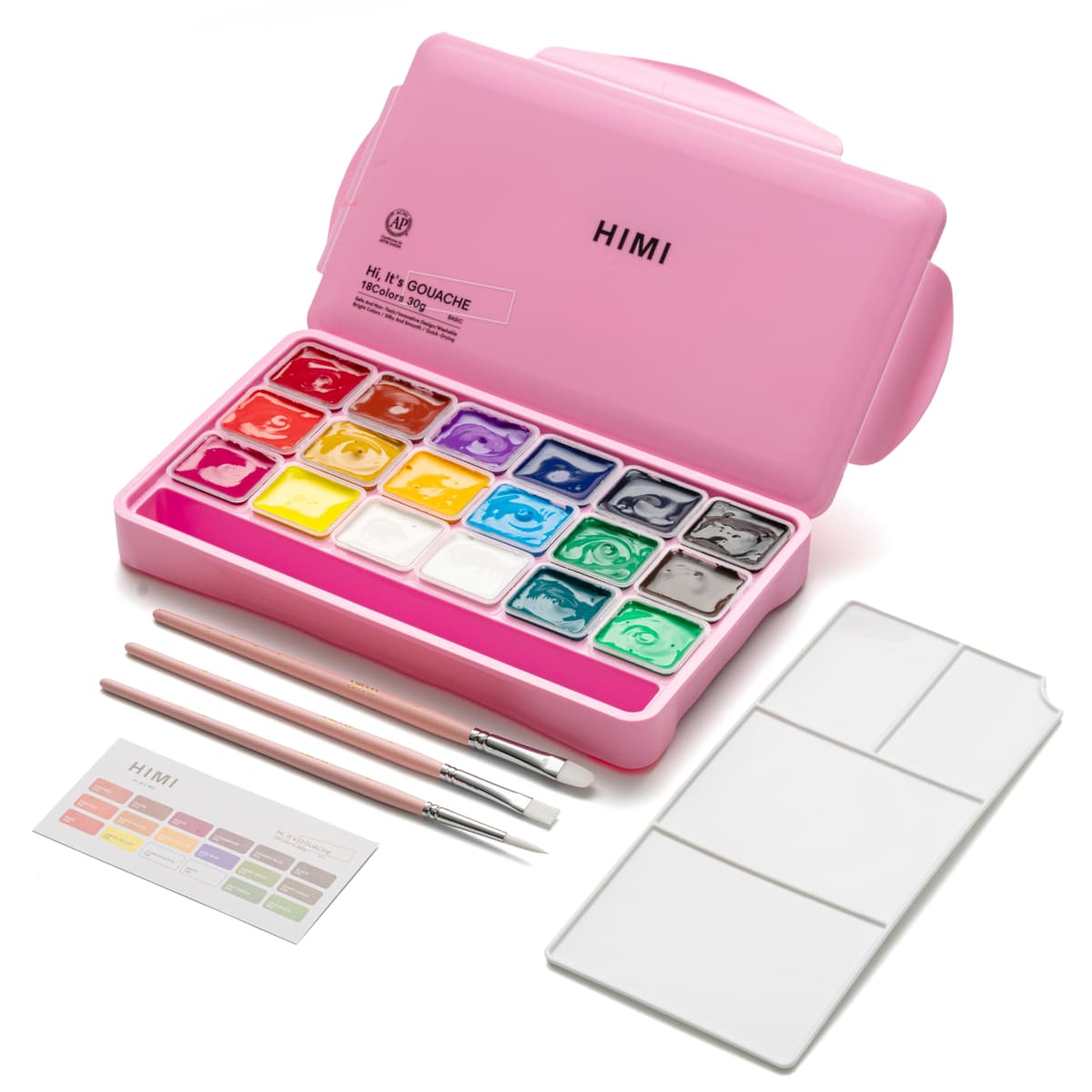Tinta Guache Profissional Himi 18 Cores + 3 Pincéis