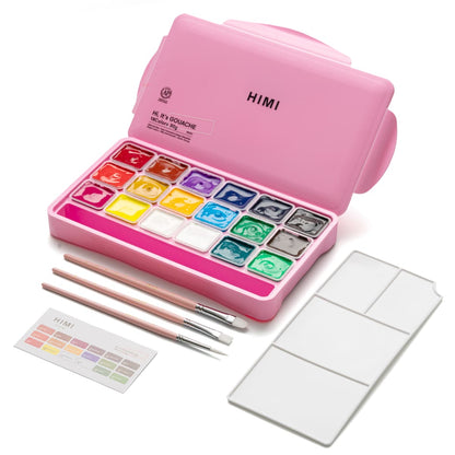 Tinta Guache Profissional Himi 18 Cores + 3 Pincéis