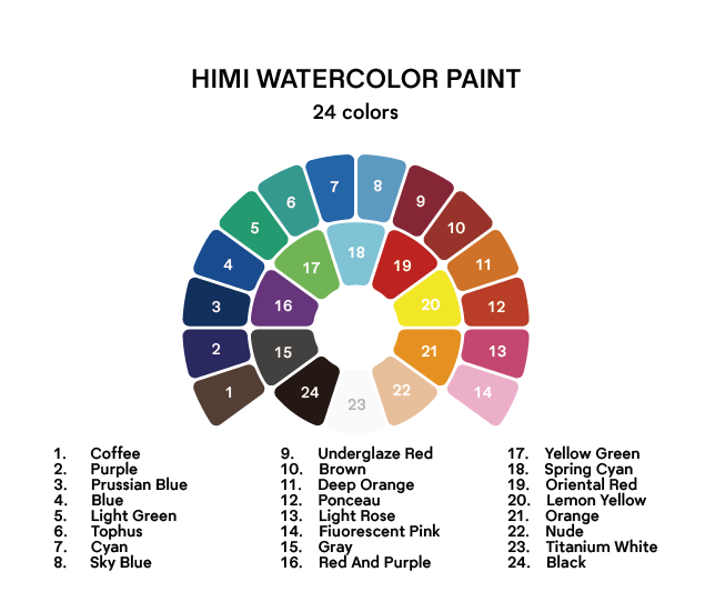 Estojo Aquarela Himi 24 Cores Vibrantes