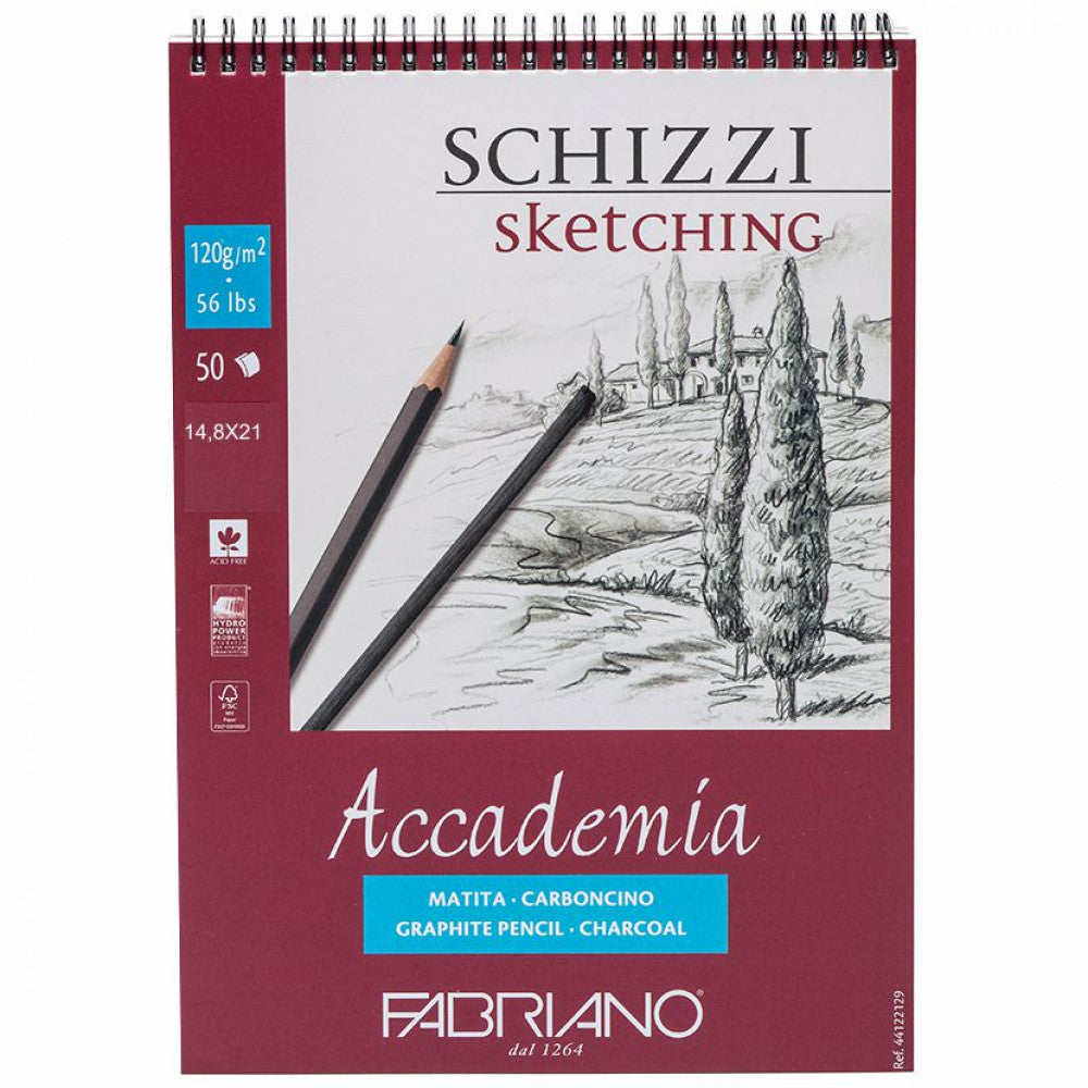 Bloco de Papel Fabriano Accademia 120g/m² 14,8x21cm 50 Folhas