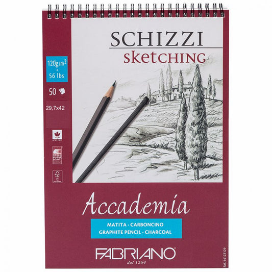 Bloco de Papel Fabriano Accademia 120g/m² 29,7x42cm 50 Folhas