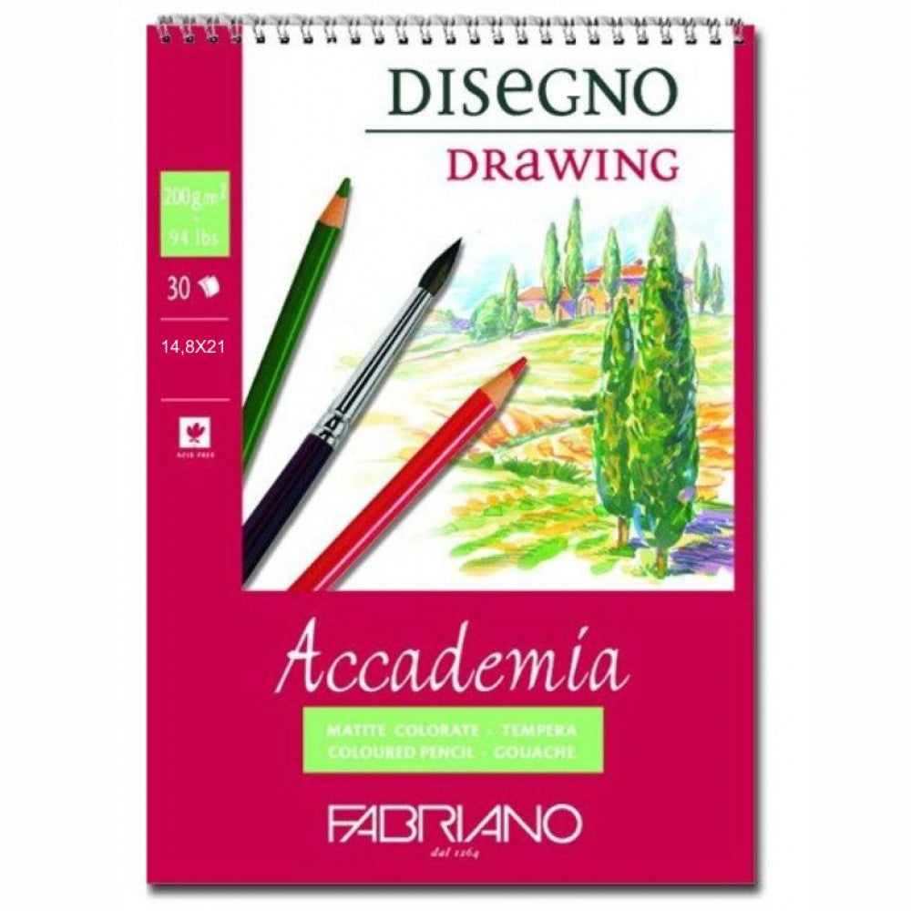 Bloco de Papel Fabriano Drawing 200g/m² 14,8x21cm 30 Folhas