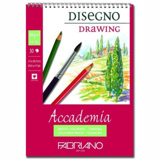 Bloco de Papel Fabriano Drawing 200g/m² 21x29,7cm 30 Folhas