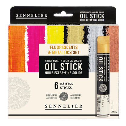 Bastão de Tinta Óleo Sennelier Extra Fine 06 Cores Fluorescents & Metallics