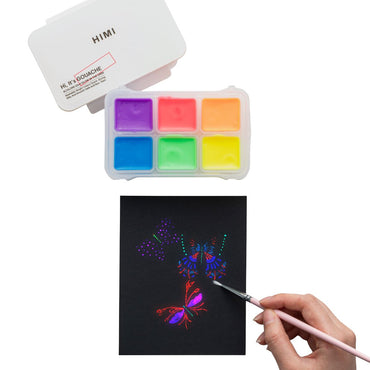 Estojo de Tinta Guache Profissional Himi C/ 6 Cores Fluorescentes