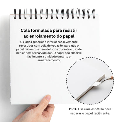 Bloco de Papel Para Guache Himi 160g/m² 21,6x21,6cm 50 Folhas