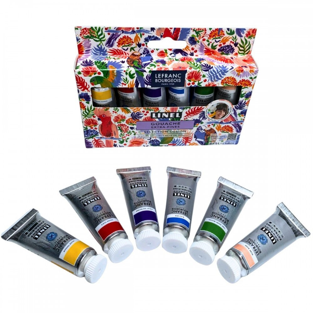 Estojo Tinta Guache LINEL Design Lefranc & Bourgeois 06 Cores 14ml