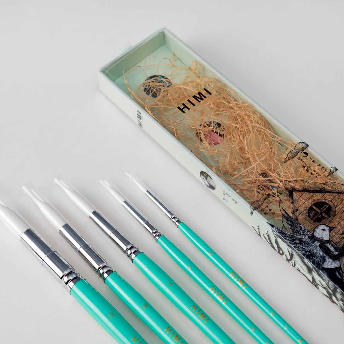 Kit De Pincéis Verde Himi Para Guache 5 Unidades