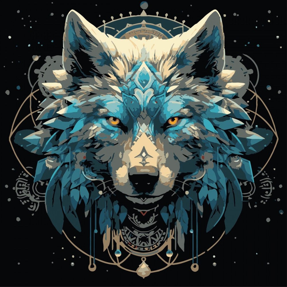 Conjunto Pintura Numerada Arte Terapia 30X30cm Lobo