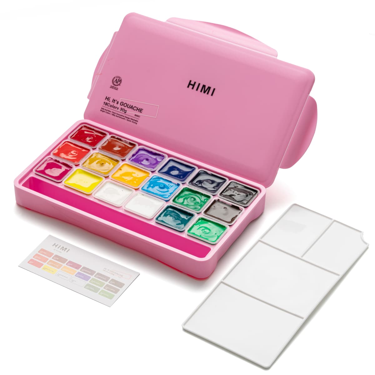 Tinta Guache Profissional Himi 18 Cores Estojo Rosa