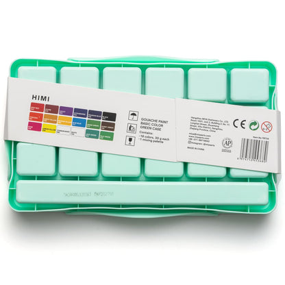 Tinta Guache Profissional Himi 18 Cores Estojo Verde