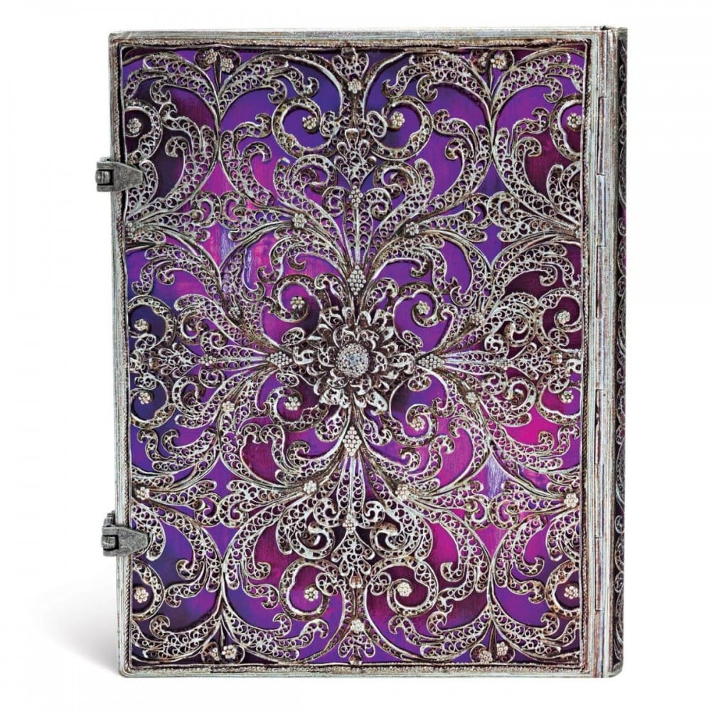 Paperblanks Silver Filigree Aubergine Ultra Capa Dura Pautado
