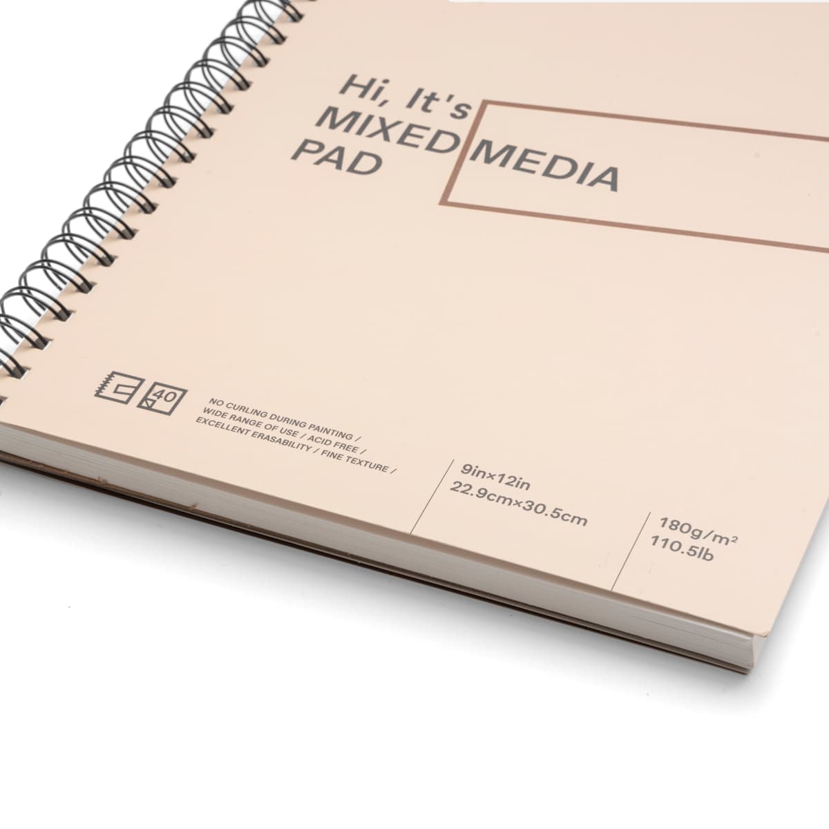 Bloco de Papel Mixed Media Himi 180g/m² 22,9x30,5cm 40 Folhas