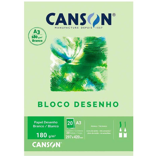 Bloco de Papel Para Desenho Estudante Canson 180g/m² A3 Branco