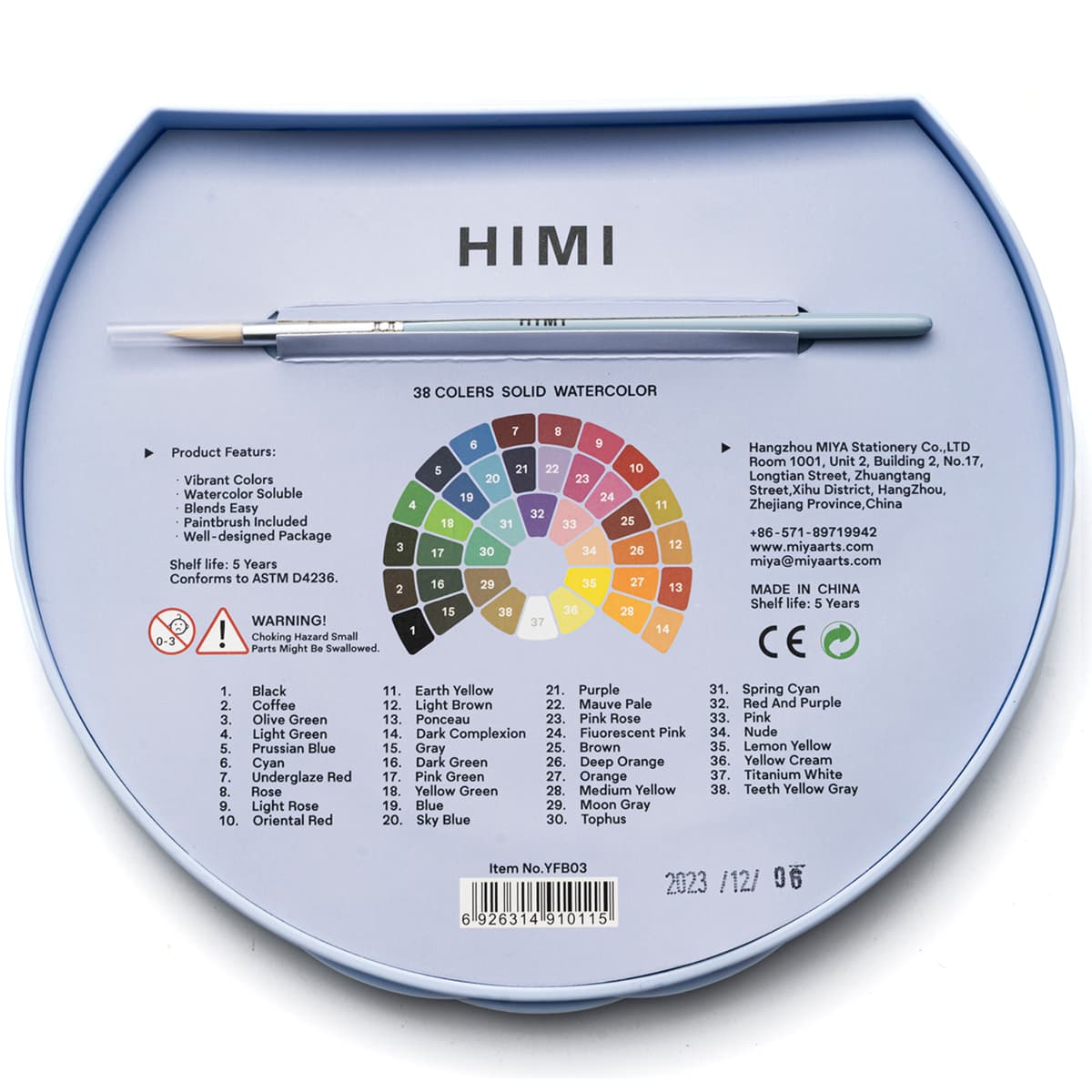 Aquarela Himi 38 Cores Estojo Azul