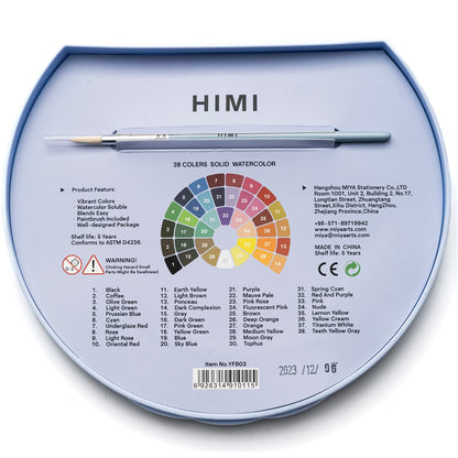 Aquarela Himi 38 Cores Estojo Azul