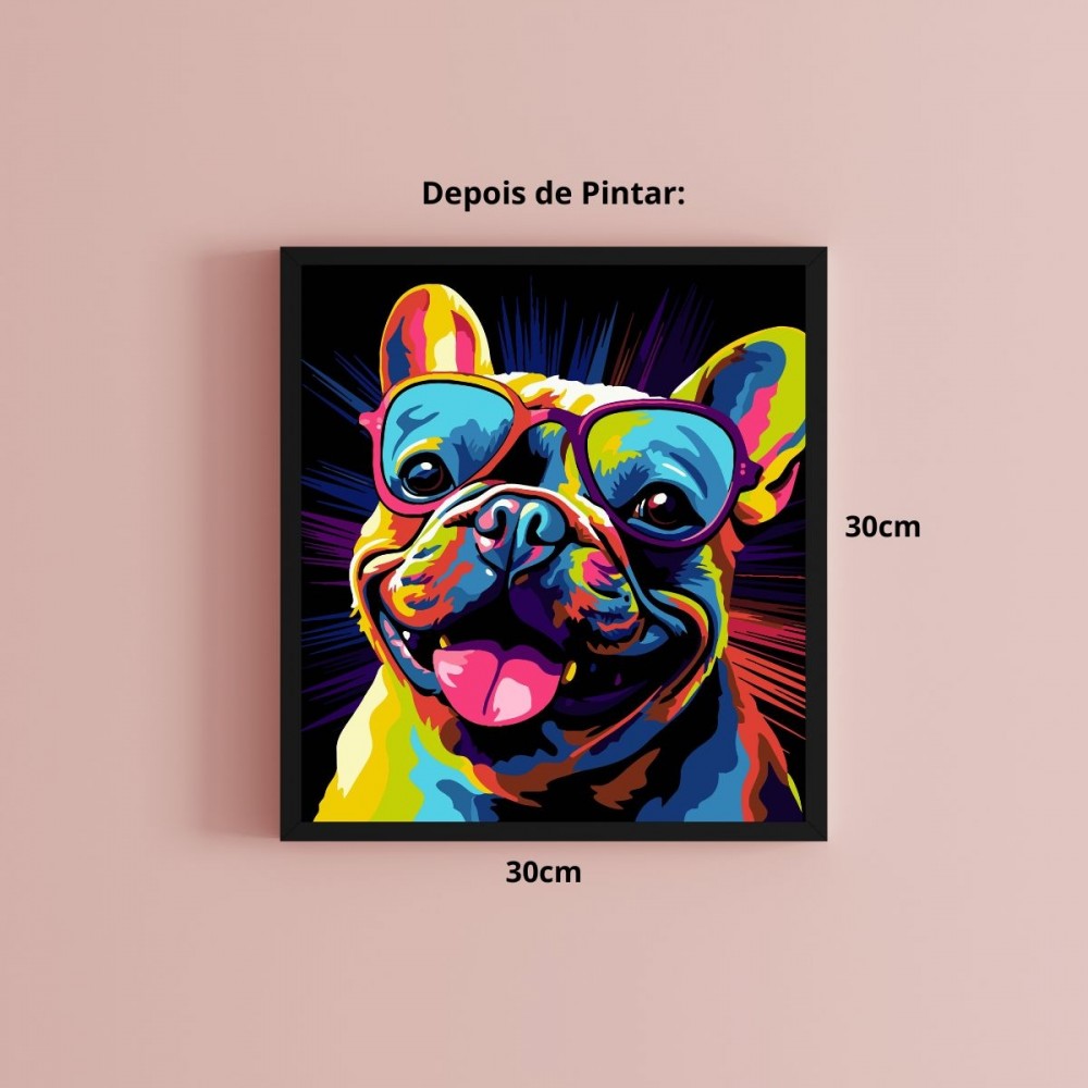 Conjunto Pintura Numerada Arte Terapia 30X30cm Buldogue Style