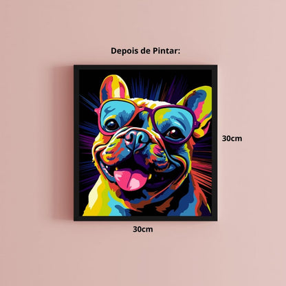 Conjunto Pintura Numerada Arte Terapia 30X30cm Buldogue Style