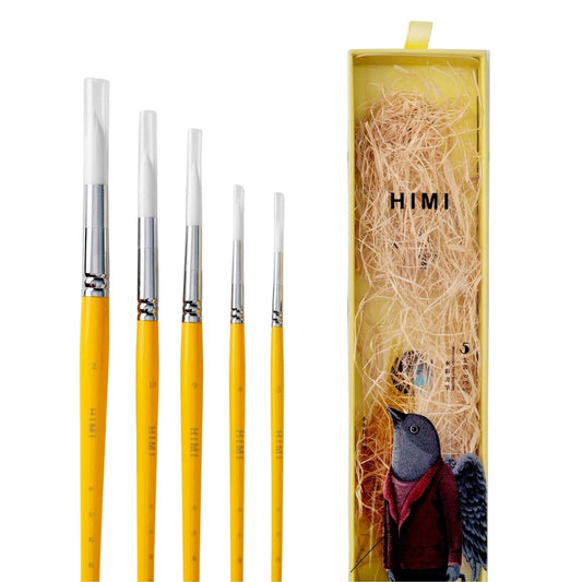 Kit De Pincéis Amarelo Himi Para Guache 5 Unidades