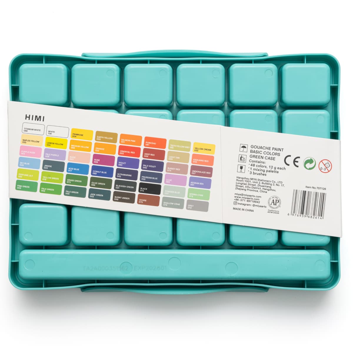 Tinta Guache Profissional Himi 48 Cores + 3 Pincéis