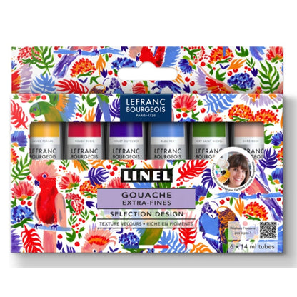 Estojo Tinta Guache LINEL Design Lefranc & Bourgeois 06 Cores 14ml