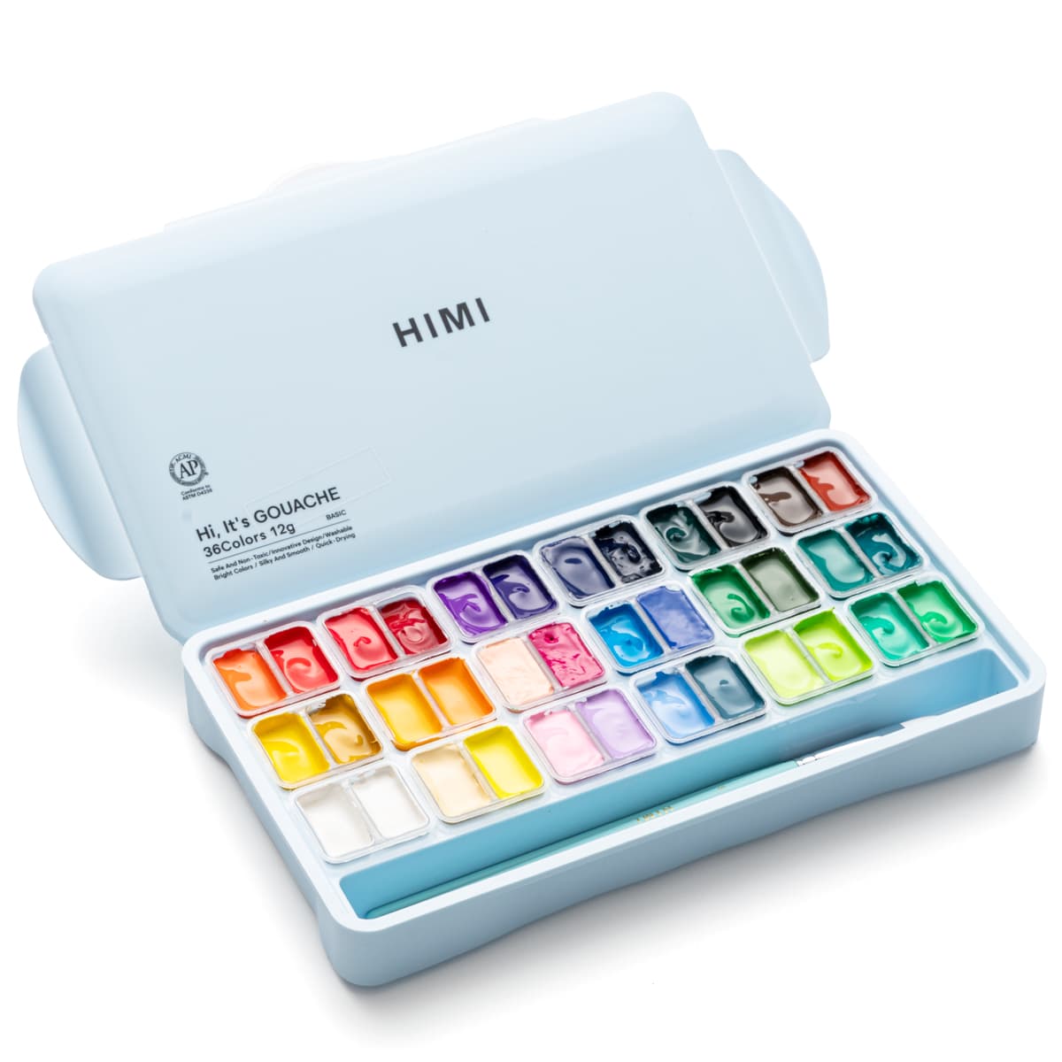 Tinta Guache Profissional Himi 36 Cores + 3 Pincéis