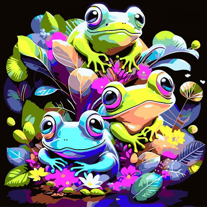 Conjunto Pintura Numerada Arte Terapia 30X30cm Frogs