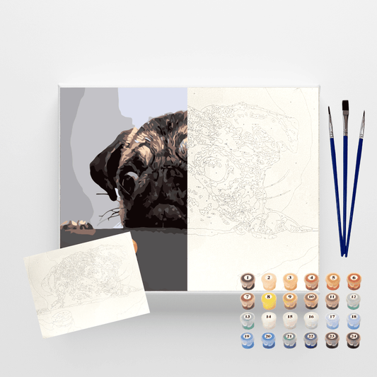 Conjunto Pintura Numerada Arte Terapia 40X50cm Meu Pug