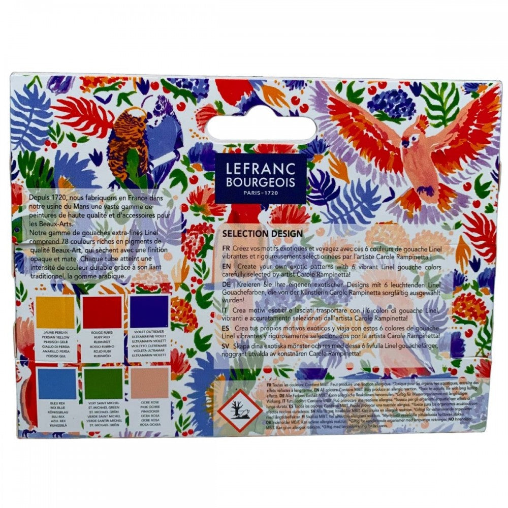 Estojo Tinta Guache LINEL Design Lefranc & Bourgeois 06 Cores 14ml