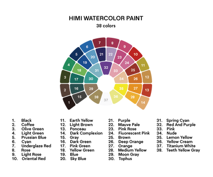 Estojo Aquarela Himi 38 Cores Pastéis